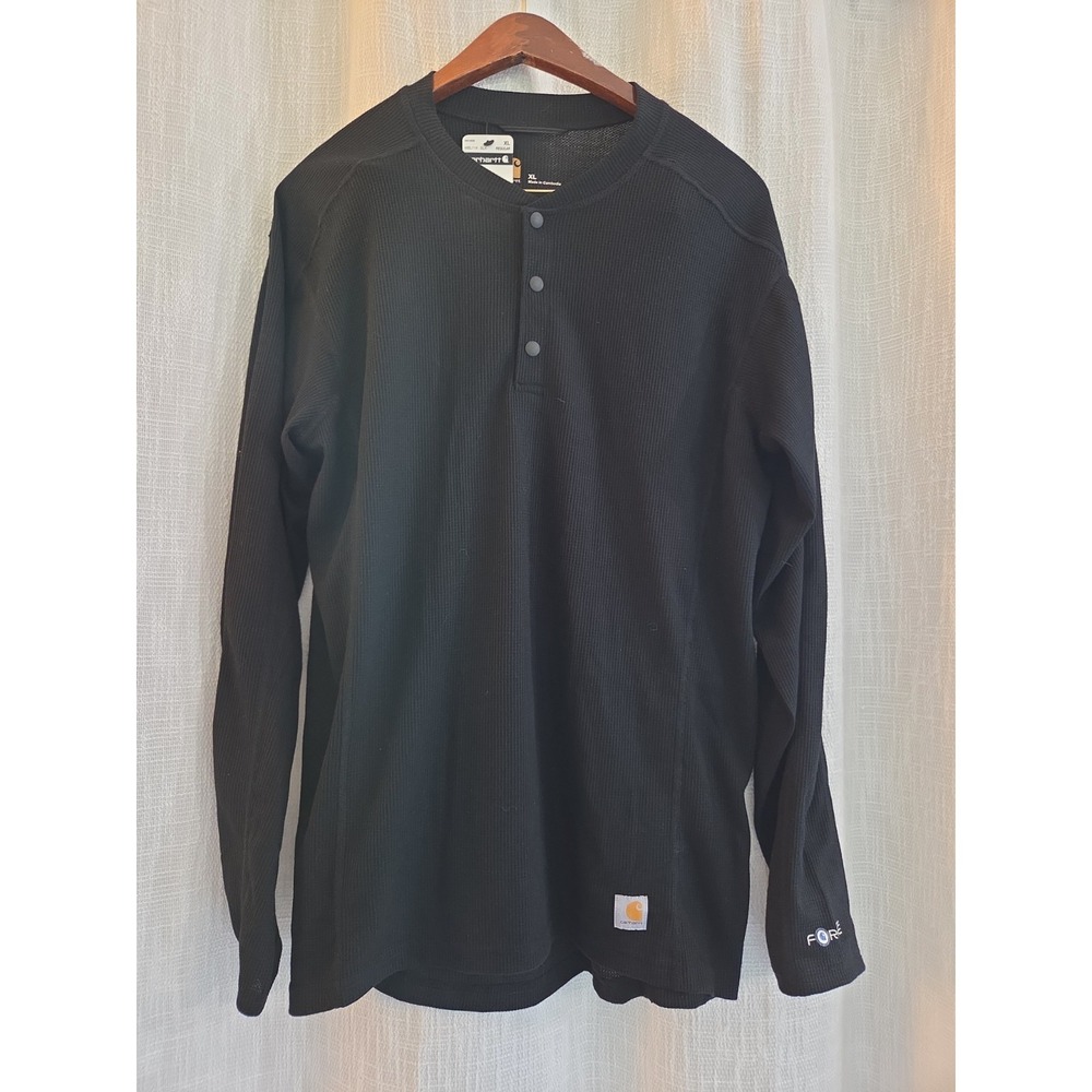 Carhartt Men's Force Midweight Classic Henley Thermal Base Layer Black XL